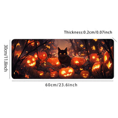 Halloween Cat and Pumpkin Print Desk Mat Non-Slip Mousepad