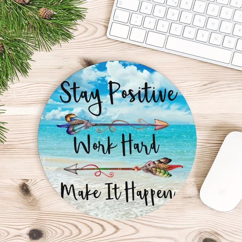 Gaming Mouse Pad for Women Round Non-slip Mouse Mat Quote 7.8x0.12in