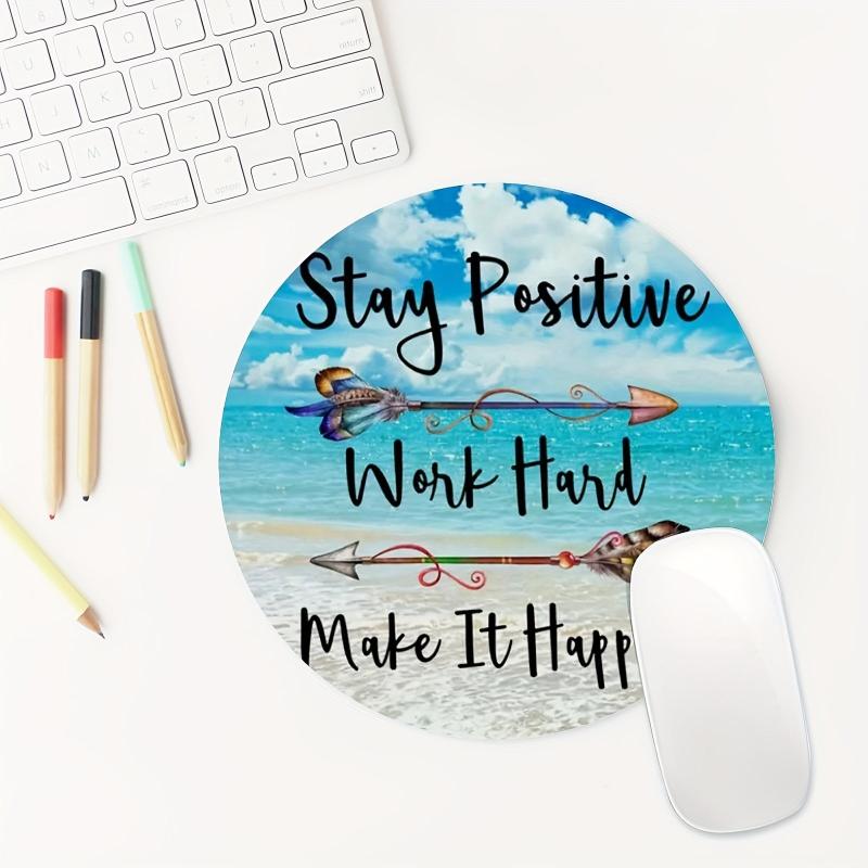 Gaming Mouse Pad for Women Round Non-slip Mouse Mat Quote 7.8x0.12in