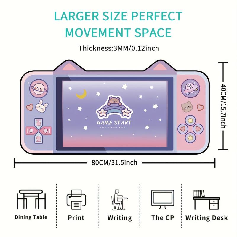 Cat Ears Large E-sports Mouse Pad Anti-slip Washable Rubber Mat