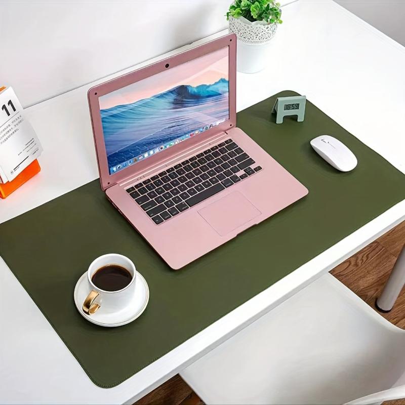 Dark Green Leather Mouse Pad Stitched Edges Computer Office Desk Pad 60 Medium