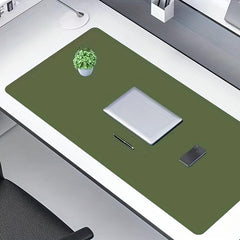 Dark Green Leather Mouse Pad Stitched Edges Computer Office Desk Pad 60 Medium