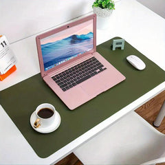 Dark Green Leather Mouse Pad Stitched Edges Computer Office Desk Pad 60 Medium