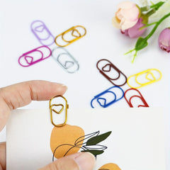 50pcs Heart Paper Clips Office Metal Clips School Supplies