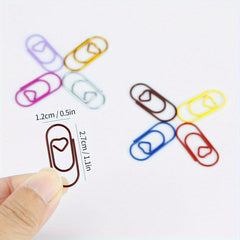 50pcs Heart Paper Clips Office Metal Clips School Supplies