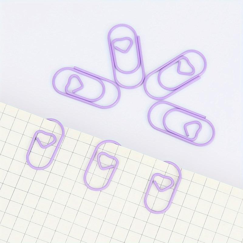 50pcs Heart Paper Clips Office Metal Clips School Supplies