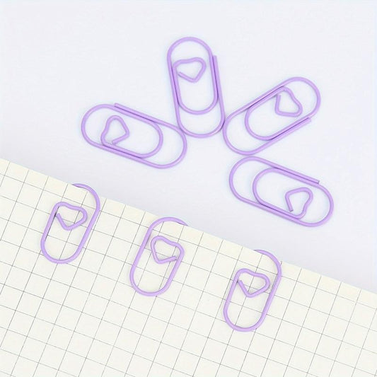 50pcs Heart Paper Clips Office Metal Clips School Supplies