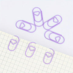 50pcs Heart Paper Clips Office Metal Clips School Supplies