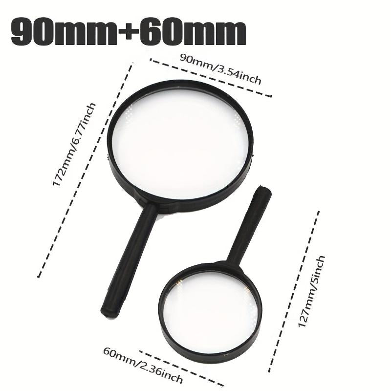2pcs Magnifying Glass Handheld Reading Magnifier For Seniors