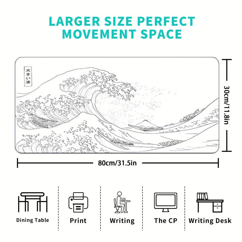Japanese Sea Wave Painting Mouse Pad, Large Gaming Mat