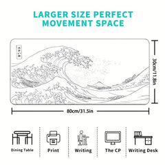 Japanese Sea Wave Painting Mouse Pad, Large Gaming Mat