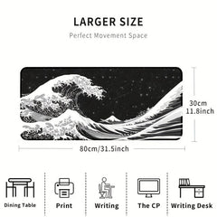 Wave Pattern Extended Gaming Mouse Pad 80x30cm