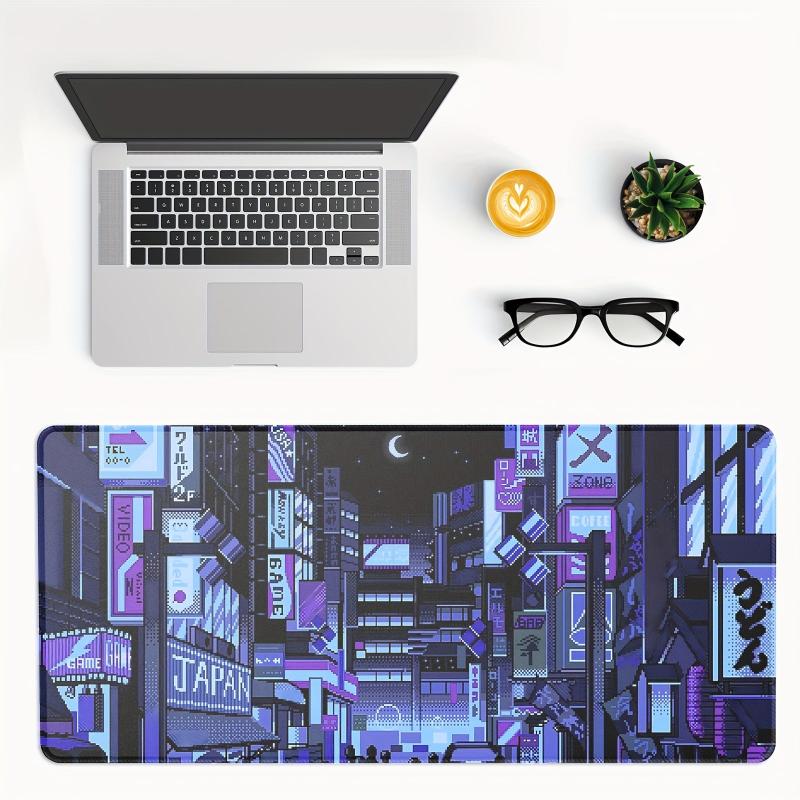 Cyberpunk Style Extended Gaming Mouse Pad Japanese Building