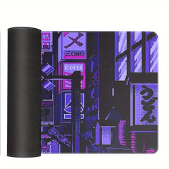Cyberpunk Style Extended Gaming Mouse Pad Japanese Building