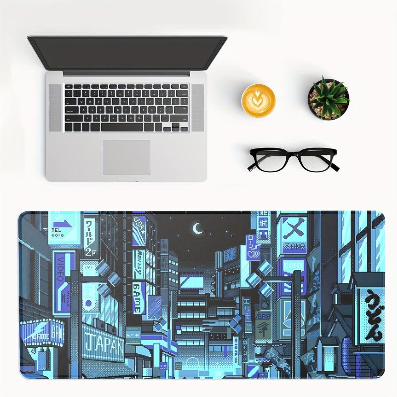 Cyberpunk Style Extended Gaming Mouse Pad Japanese Building