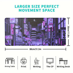 Cyberpunk Style Extended Gaming Mouse Pad Japanese Building