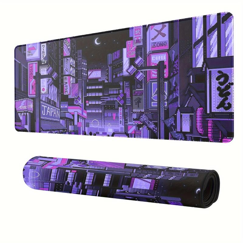 Cyberpunk Style Extended Gaming Mouse Pad Japanese Building