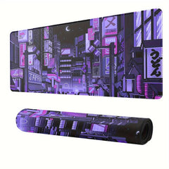 Cyberpunk Style Extended Gaming Mouse Pad Japanese Building