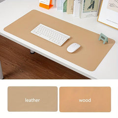 Double-sided Leather and Wood Office Mouse Pad