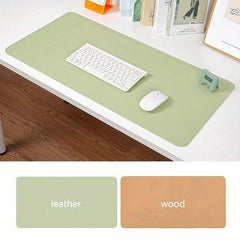 Double-sided Leather and Wood Office Mouse Pad