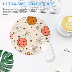 Smiling Flowers Round Gaming Mouse Pad for Women