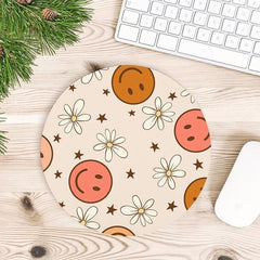 Smiling Flowers Round Gaming Mouse Pad for Women