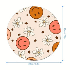 Smiling Flowers Round Gaming Mouse Pad for Women
