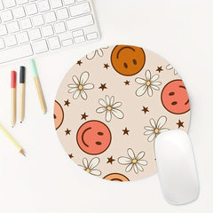 Smiling Flowers Round Gaming Mouse Pad for Women