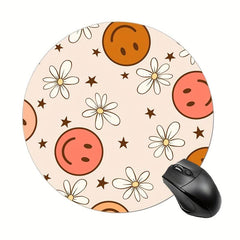 Smiling Flowers Round Gaming Mouse Pad for Women