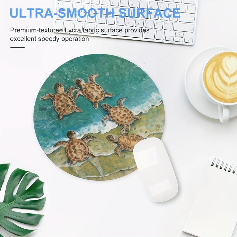 Cute Turtle Gaming Mouse Pad - Non-slip Round Rubber Mat for Girls