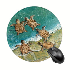Cute Turtle Gaming Mouse Pad - Non-slip Round Rubber Mat for Girls