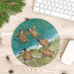 Cute Turtle Gaming Mouse Pad - Non-slip Round Rubber Mat for Girls