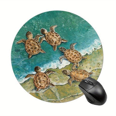 Cute Turtle Gaming Mouse Pad - Non-slip Round Rubber Mat for Girls