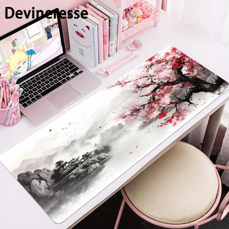 Japanese Cherry Blossoms Mouse Pad Desk Mat Large Gaming Mousepad