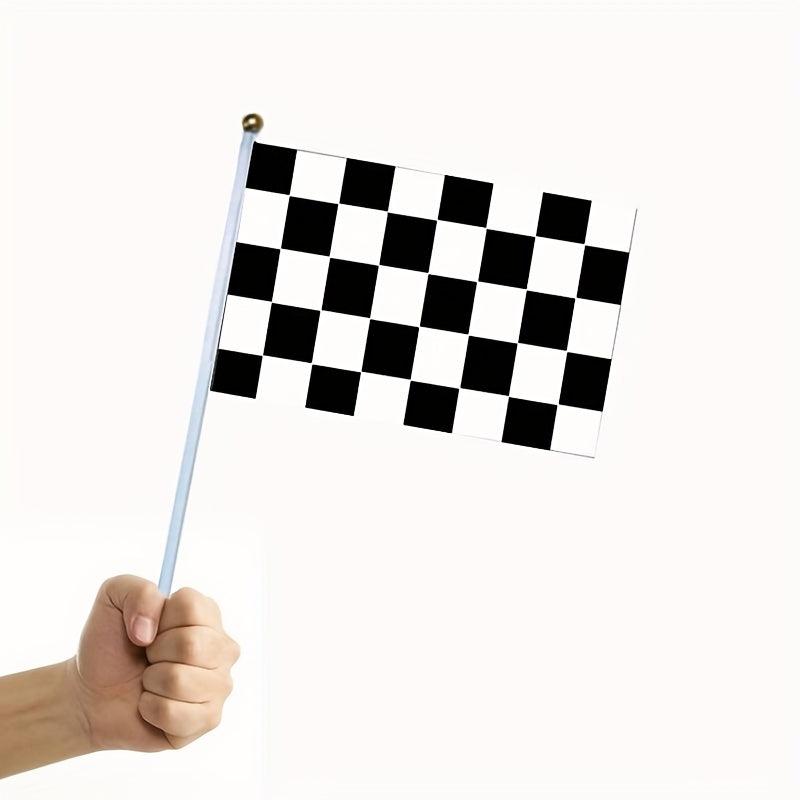 10pcs Racing Stick Flag Checkered And Flags Plastic Stick Decorations