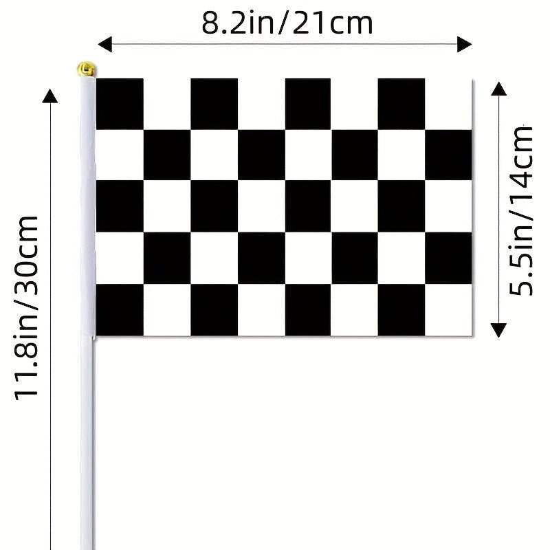10pcs Racing Stick Flag Checkered And Flags Plastic Stick Decorations