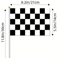 10pcs Racing Stick Flag Checkered And Flags Plastic Stick Decorations