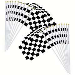 10pcs Racing Stick Flag Checkered And Flags Plastic Stick Decorations