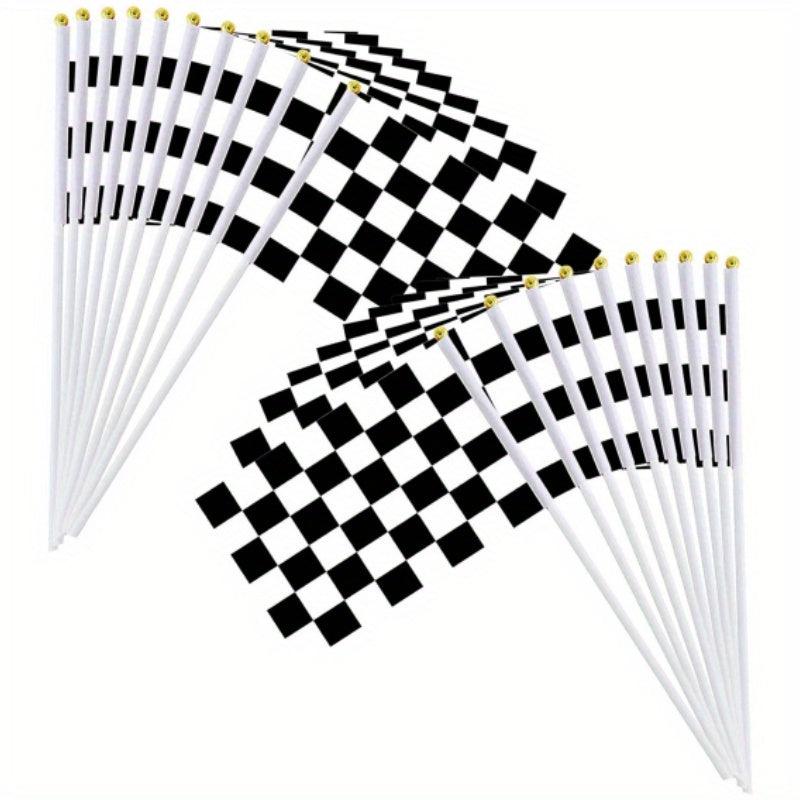 10pcs Racing Stick Flag Checkered And Flags Plastic Stick Decorations