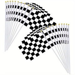 10pcs Racing Stick Flag Checkered And Flags Plastic Stick Decorations