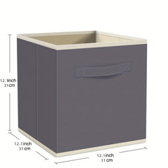 1pc Foldable Storage Fabric Box Dormitory Storage Box Gray Beige