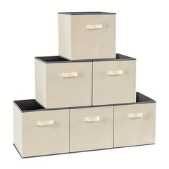 1pc Foldable Storage Fabric Box Dormitory Storage Box Gray Beige