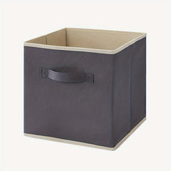 1pc Foldable Storage Fabric Box Dormitory Storage Box Gray Beige