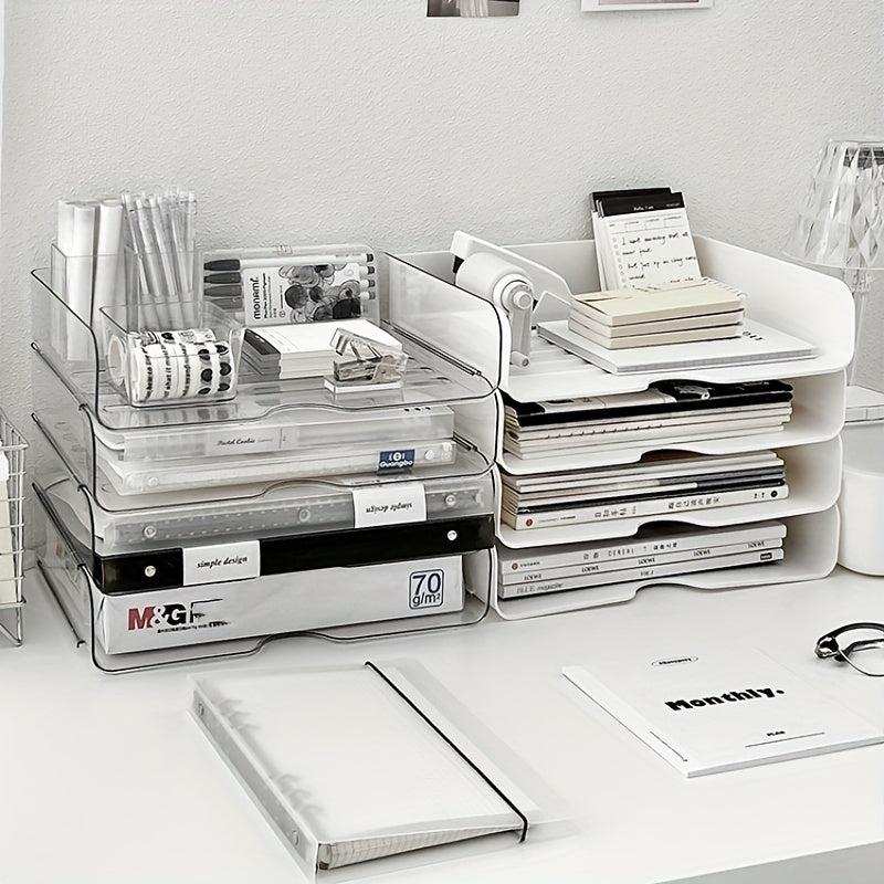 2pcs A4 File Storage Box Desktop Finishing Office Student Dorm Bookshelf