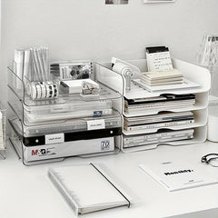 2pcs A4 File Storage Box Desktop Finishing Office Student Dorm Bookshelf