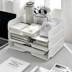 2pcs A4 File Storage Box Desktop Finishing Office Student Dorm Bookshelf
