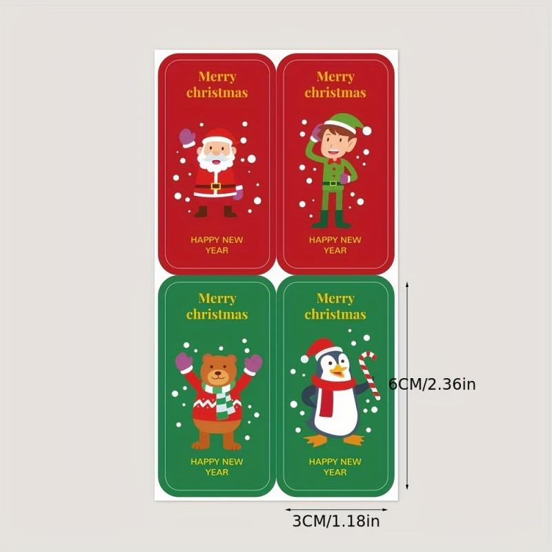 100 Pcs Cartoon Merry Christmas Stickers Gift Packaging Sealing Stickers