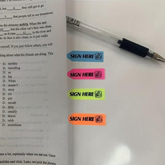 100 Pack Sign Here Transparent Signature Sticker