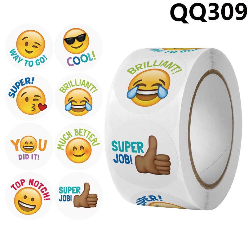 500 Happy Smile Stickers Roll Teacher Reward Decorative Label Sealing Stickers
