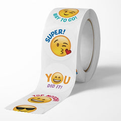 500 Happy Smile Stickers Roll Teacher Reward Decorative Label Sealing Stickers